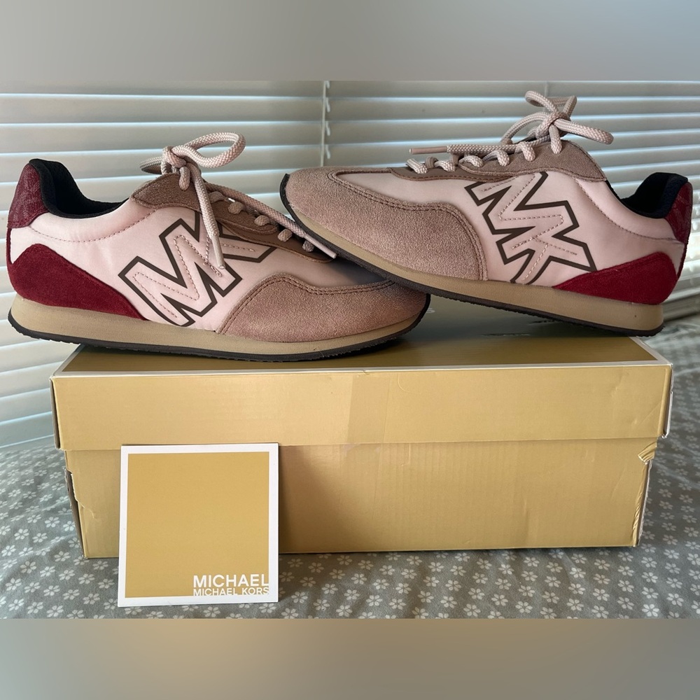 Michael Kors Pink and Cherry Essex  Trainer Shoes size 5.5  new in box